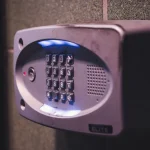 Keypad lock on a wall, smart lock installation